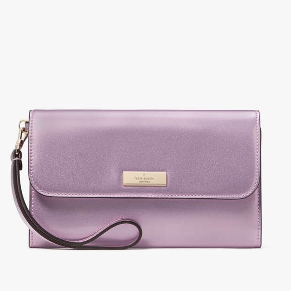 kate spade NWT/NIB! $199 MSRP Kenzie Boxed Medium Flap Wristlet in Quartz Pink - Picture 5 of 16